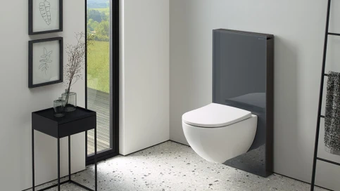 Sanitärmodul Monolith mit Frontverkleidung Glas lava