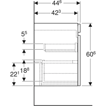 GE Renova Plan US f. DWT m. 2 Schubladen 122,6x60,6x44,6cm, Nussbaum hickory hell