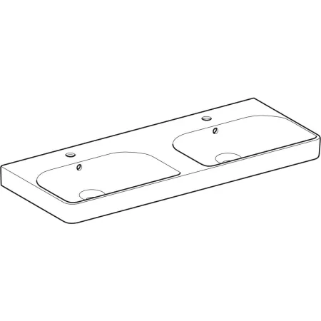 GE Smyle Square Doppelwaschtisch 120x48cm, m. Hl., m.Ül., weiß
