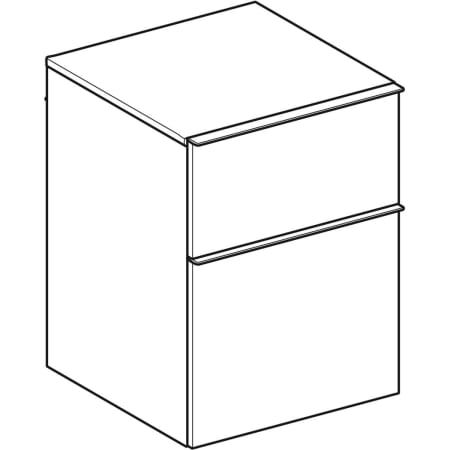 GE iCon Seitenschrank, 2 Schubladen 45x60x47,6cm, weiß hgl./Gr. weiß matt