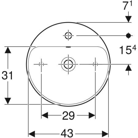 GE VariForm Aufsatzwaschtisch, rund mit Hahnlochbank, d: 45cm, m. Ül., weiß