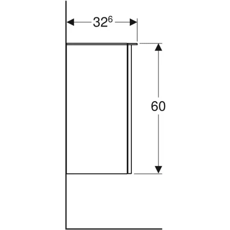 GE Smyle Square Seitenschrank mit einer Tür re, 36x60x32,6cm, Nussbaum