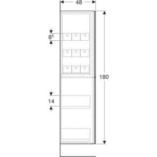 GE Hochschrank mit zwei Auszügen 24x180x48cm, lava matt/Glas lava
