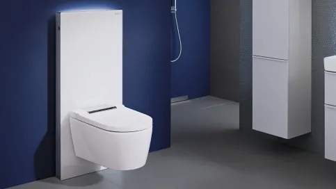 Sanitärmodul Monolith mit Frontverkleidung Glas weiß