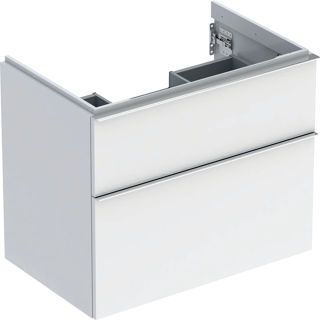GE iCon Unterschrank für WT, 2 Schubl. 74x61,5x47,6cm, weiß hgl./Gr. chrom