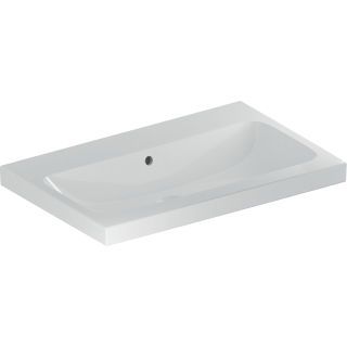 GE iCon Light Aufsatzwaschtisch 75x48cm ohne Hahnloch, mit Überlauf, weiß