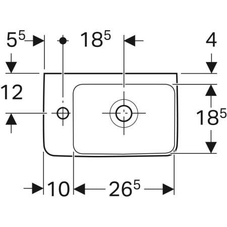 GE Renova Compact HWB, verk. Ausladung 40x25cm, Hl. links, m. Ül., weiß