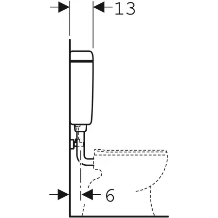 GE AP127 AP-Spülkasten, Spül-Stopp-Sp tiefh. WA unten rechts, weiß-alpin
