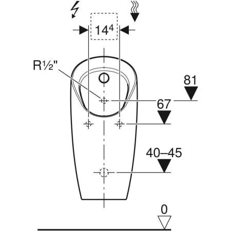 GE Preda Urinal, für UP-Strg. Zulauf hinten, weiß