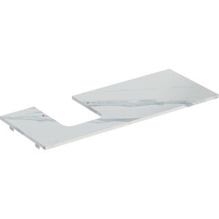 GE ONE WT-Pl. Aus li für AWT Schalenform 120x2x47cm, Marmoroptik weiss matt