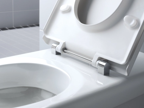 Scharnierwelle aus Edelstahl für hohe Stabilität des WC-Sitzes.