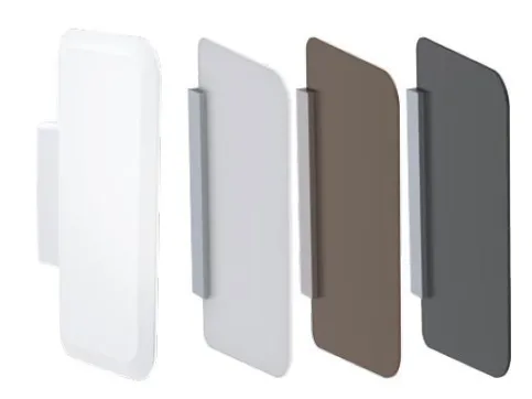 Geberit Trennwand aus Kunststoff weiß-alpin, Glas weiß, Glas umbra, Glas anthrazit.