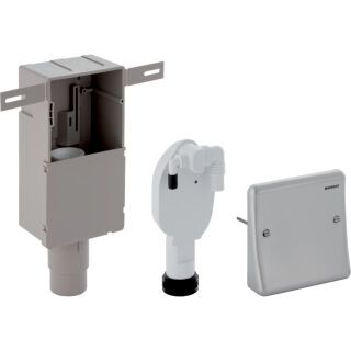 GE UP-Geruchsverschluss m. 2 Anschlüssen Wandeinbaukasten u. Abdeckplatte d50-56