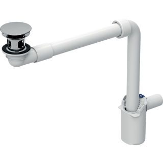 GE WT Ablauf d32/40 Raumsparmodell mit freiem Auslauf, Ventilab. glanzverchromt