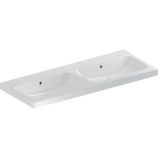 GE iCon Light Doppelwaschtisch 120x48cm ohne Hahnloch, mit Überlauf, weiß