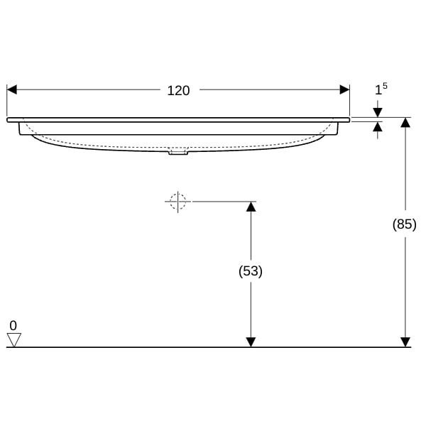 GE iCon Möbelwaschtisch 120x48cm ohne Hahnlöcher, o. Überlauf, weiß