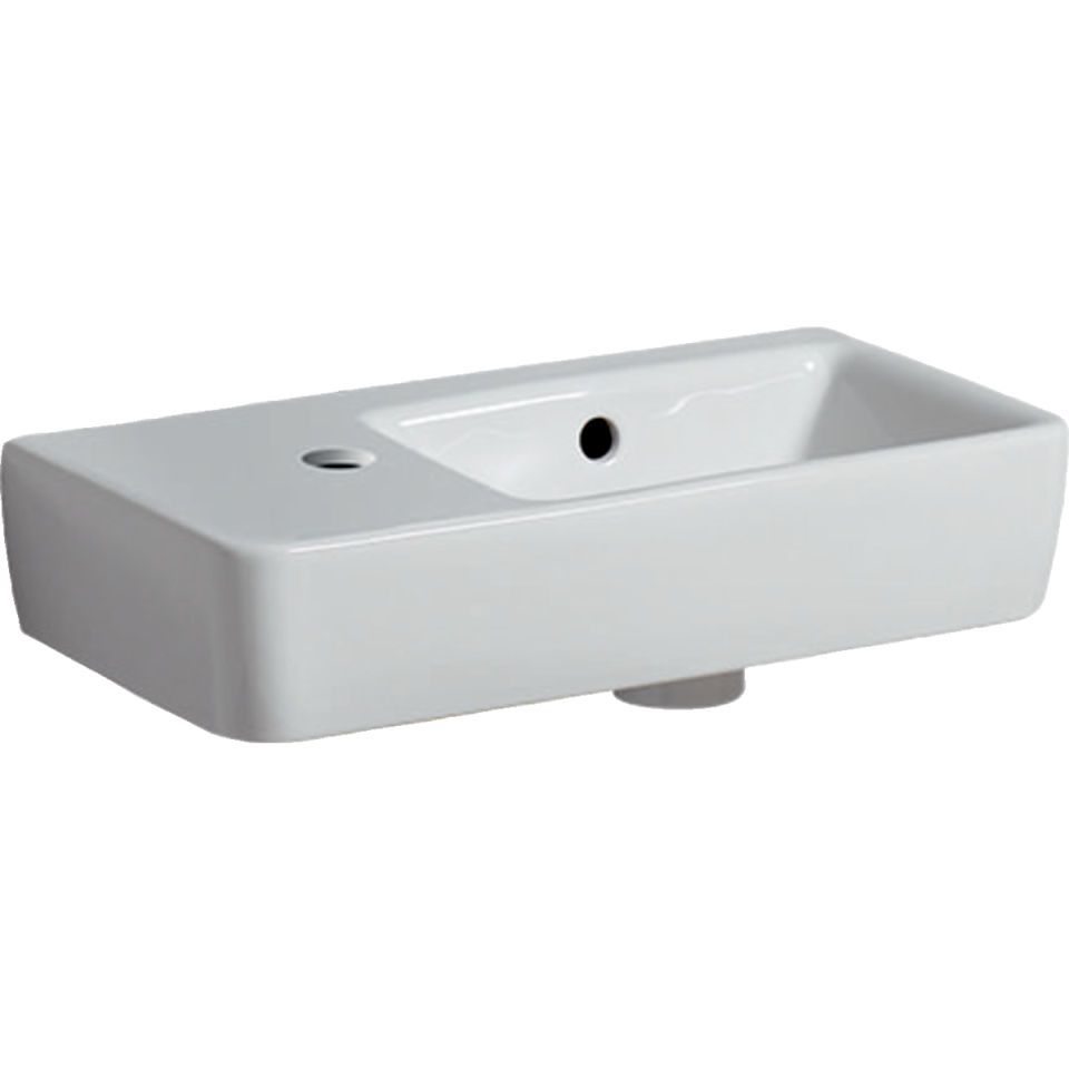GE Renova Compact HWB, verk. Ausladung 50x25cm, Hl. li, m. Ül., weiß, KeraTect