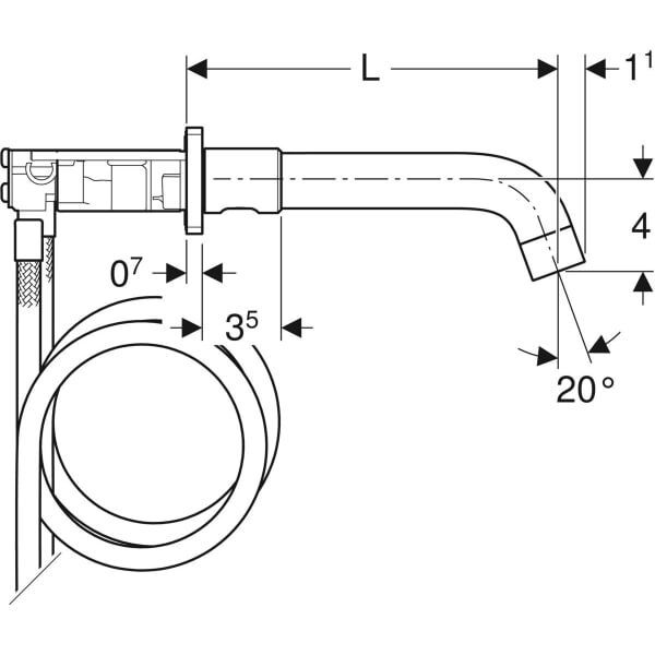 GE ONE WT-Arm. rundes Des. W.-Mont. 2Gr. für UP-Funktionsbox, L:16cm, swm/Etc.