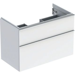 GE iCon Unterschrank für WT, 2 Schubl. 88,8x61,5x47,6cm, weiß hgl./Gr. chrom