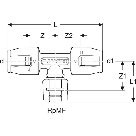 GE PushFit Übergangs-T-Stück mit MasterFix