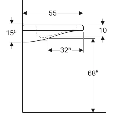 GE Renova Comfort Square WT barrierefrei 60x55cm, o. Hl., o. Ül., weiß, KeraTect