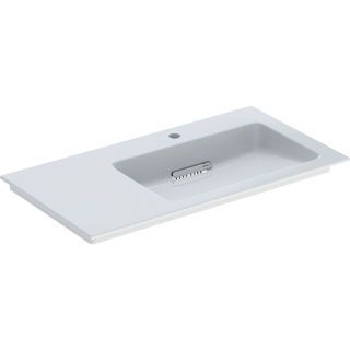 GE ONE MWT 90x48cm, CleanDrain, Ablg.li m. Hl., o. Ül., weiß, KeraTect/weiß glzd