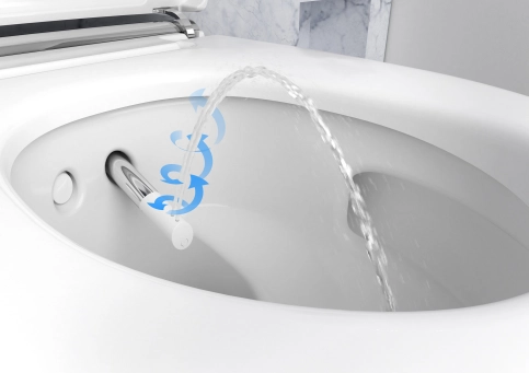 Angenehmes Duscherlebnis: Bei der patentierten WhirlSpray-Duschtechnologie wird ein rotierender und pulsierender Duschstrahl mittels dynamischer Luftbeimischung verfeinert.