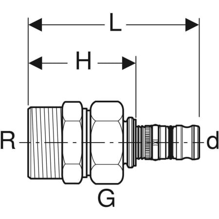 GE Mepla Übergangsverschraubung mit AG Rg d40-R1 1/2
