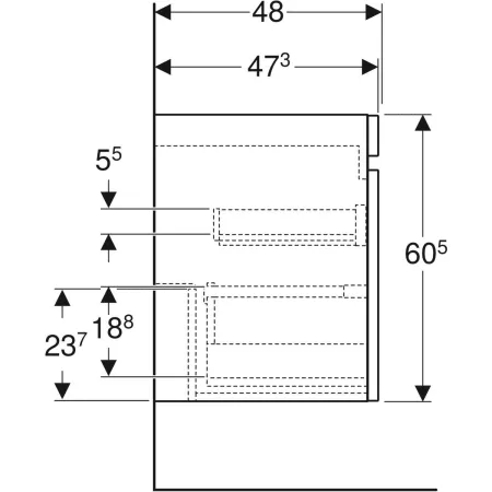 GE Renova Plan US für DMWT, mit 2 Schbl. 129x60,5x47,3cm, Nussbaum hi hell