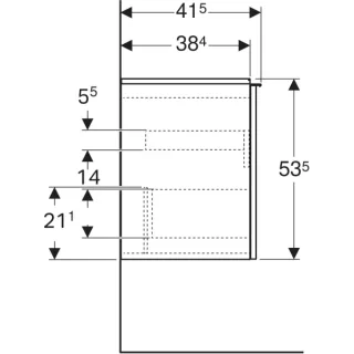 GE Acanto US für WT B:60cm, 1 Schubl. 1 i.Schubl., v.Ausl., weiß hgl./Gl. weiß