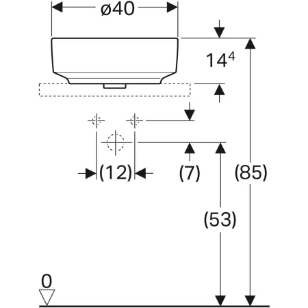 GE VariForm Aufsatzwaschtisch, rund d: 40cm, o. Hl, o. Ül., weiß, KeraTect