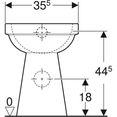 GE Renova Comfort Stand-WC Flachspüler erhöht, Abgang horizontal, weiß