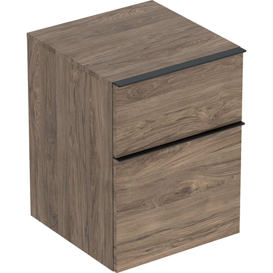 GE iCon Seitenschrank, 2 Schubladen 45x60x47,6cm, Nussbaum hickory/Gr. Lava