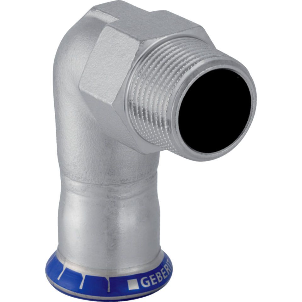 GE Mapress Edelstahl Übergangswinkel 90Gr mit AG d22-R3/4