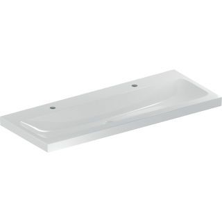 GE iCon Light Waschtisch 120x48cm zwei Hahnlöcher, o. Überlauf, weiß
