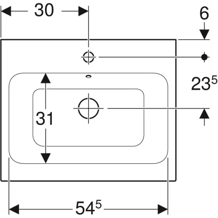 GE iCon Aufsatzwaschtisch, 60x48,5cm m. Hl., m. Ül., weiß, KeraTect