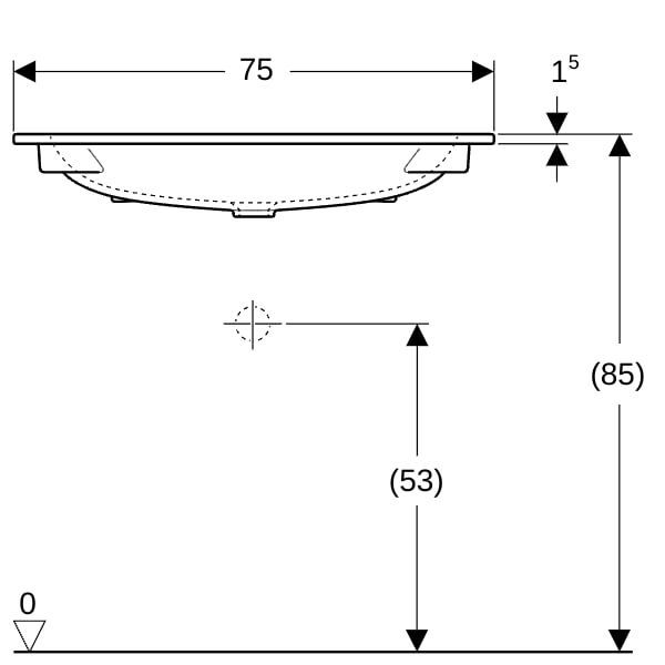 GE iCon Möbelwaschtisch 75x48cm ohne Hahnloch, ohne Überlauf, weiß GE iCon Möbelwaschtisch 75x48cm ohne Hahnloch, ohne Überlauf, weiß
