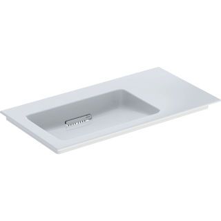 GE ONE MWT 90x48cm, CleanDrain, Ablg.re o. Hl., o. Ül., weiß, KeraTect/weiß glzd
