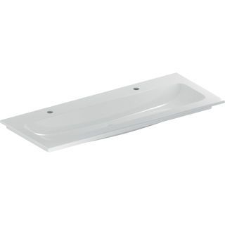 GE iCon Möbelwaschtisch 120x48cm zwei Hahnlöcher, o. Überlauf, weiß