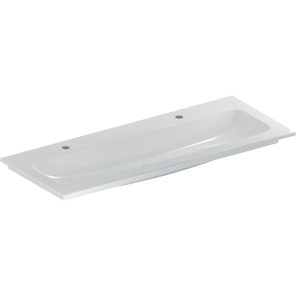 GE iCon Möbelwaschtisch 120x48cm zwei Hahnlöcher, o. Überlauf, weiß