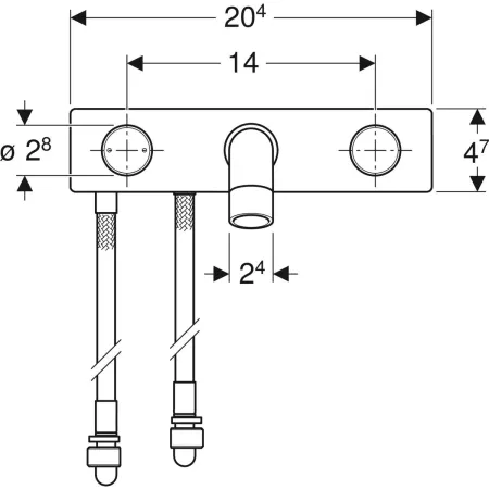 GE ONE WT-Arm. rundes Des. W.-Mont. 2Gr. für ONE Mont.-Elem., L:16cm, hgl.verchr.