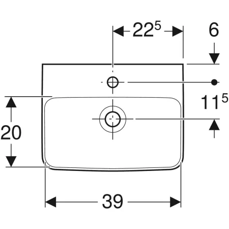 GE Renova Plan Aufsatz-HWB 45x34cm m. Hahnloch, m. Ül., weiß, KeraTect