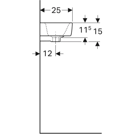 GE Renova Compact HWB, verk. Ausladung 40x25cm, Hl. links, m. Ül., weiß