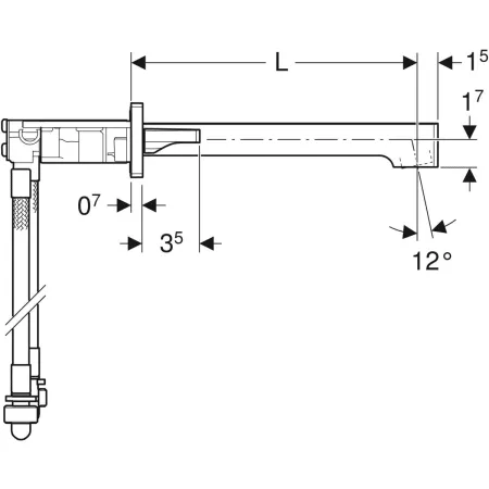 GE ONE WT-Arm. eck. Des. W.-Mont. 2Gr. für ONE Mont.-Elem., L:18cm, hgl.verchr.