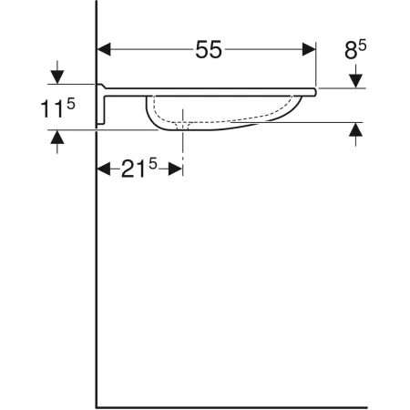 GE Publica WT, eckiges Design, m. Auss. 70x55cm, demenzgerecht, o.Hl.,o.Ül, weiß