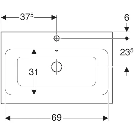 GE iCon Aufsatzwaschtisch, 75x48,5cm m. Hl., m. Ül., weiß