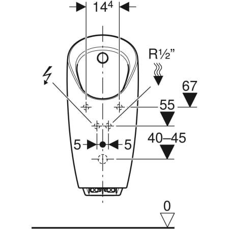 GE Preda Urinal, für integr. Strg. Zulauf hinten, weiß