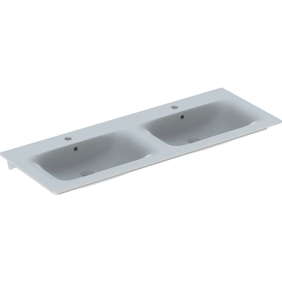 GE Renova Plan Doppelmöbelwaschtisch 130x48cm, m. Hl., m. Ül., weiß, KeraTect
