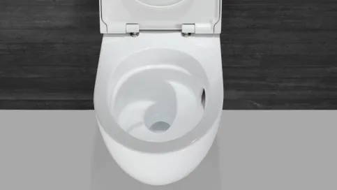 Geberit Acanto WC mit TurboFlush-Spültechnik und QuickRelease-Scharnier für eine schnelle und einfache Reinigung.