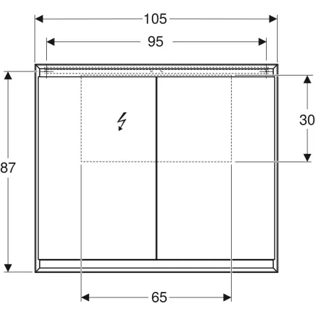 GE ONE Spiegelschrank mit ComfortLight 2 Türen, AP-Mont., 105x90x15cm, alu.